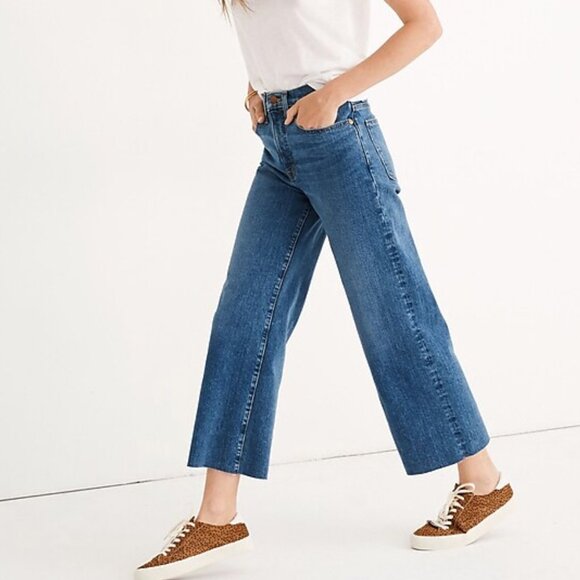 Madewell Slim Wide-Leg Jeans Raw-Hem Edition - Crownridge Wash -Size 28 - Picture 9 of 10